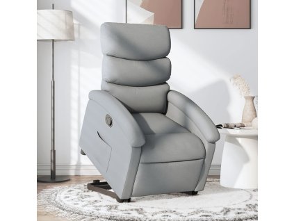 Zvedací polohovací křeslo světle šedé textil 3203978