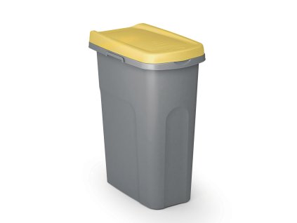 14015 5 odpadkovy kos 25 l sedy plastovy se zlutym vikem