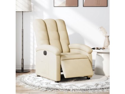 Elektrické polohovací křeslo krémové textil 3204077
