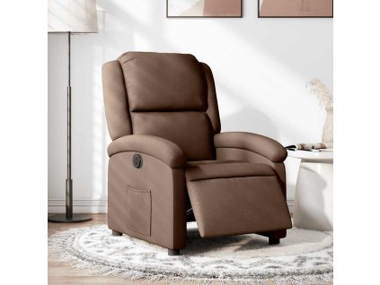 Elektrické polohovací křeslo hnědé textil 3204144
