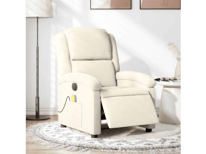 Elektrické masážní polohovací křeslo krémové samet 3204298