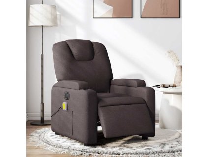Elektrické masážní polohovací křeslo tmavě hnědé textil 3204361