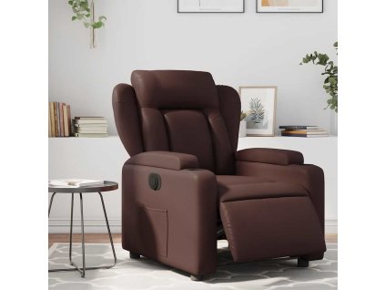Elektrické polohovací křeslo hnědé umělá kůže 3204532