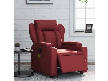 Elektrické masážní polohovací křeslo vínové umělá kůže 3204541