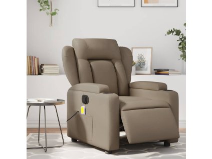 Elektrické masážní polohovací křeslo cappuccino umělá kůže 3204543