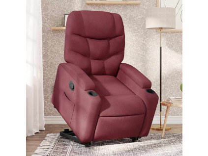 Zvedací polohovací křeslo vínové textil 3204599