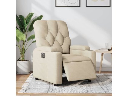 Elektrické polohovací křeslo krémové textil 3204695
