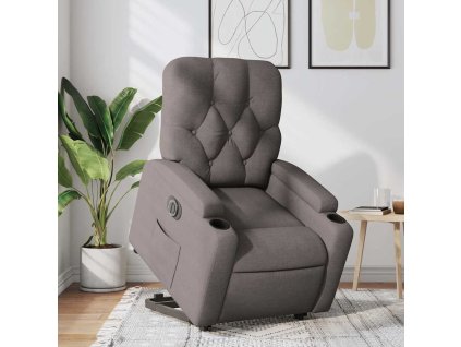 Elektrické zvedací polohovací křeslo taupe textil 3204742