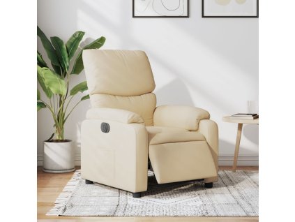 Elektrické polohovací křeslo krémové textil 3204809