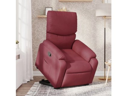 Zvedací polohovací křeslo vínové textil 3204827