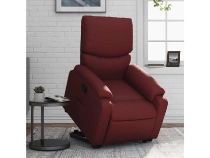 Zvedací polohovací křeslo vínové umělá kůže 3204890