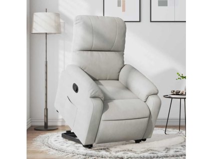 Zvedací polohovací křeslo světle šedé tkanina z mikrovlákna 3204930