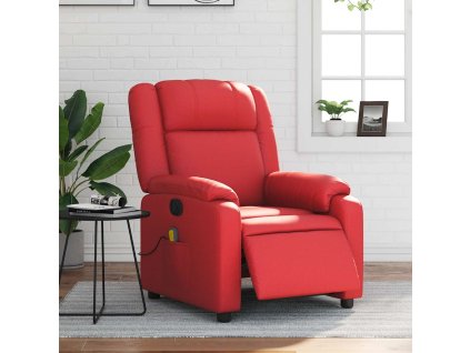 Elektrické masážní polohovací křeslo červené umělá kůže 3205148