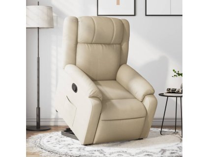Zvedací polohovací křeslo krémové textil 3205211