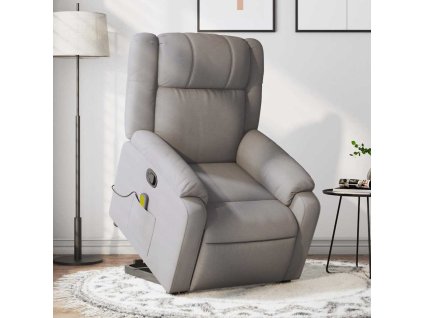 Zvedací masážní polohovací křeslo taupe textil 3205222