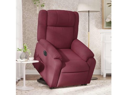Elektrické zvedací polohovací křeslo vínové textil 3205229
