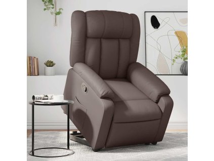 Zvedací polohovací křeslo hnědé umělá kůže 3205266
