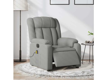 Elektrické masážní polohovací křeslo světle šedé textil 3205304