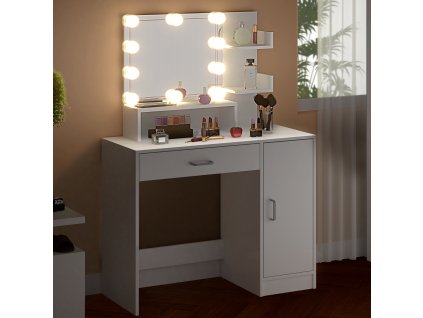 14399 5 toaletni stolek jocelyn white 140 90 40 cm s led osvetlenim