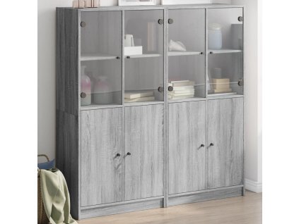 Knihovna s dvířky šedá sonoma 136x37x142 cm kompozitní dřevo 3206529