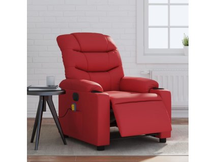 Elektrické masážní polohovací křeslo červené umělá kůže 3206597
