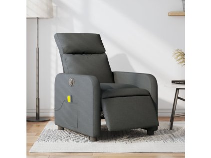 Elektrické masážní polohovací křeslo tmavě šedé textil 3206691