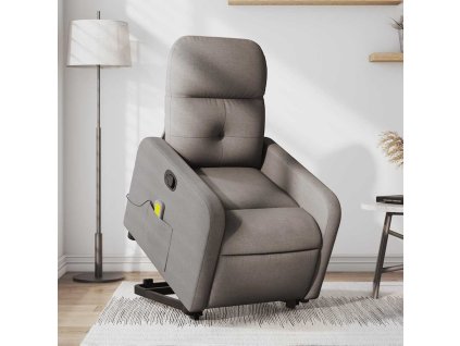 Zvedací masážní polohovací křeslo taupe textil 3206811