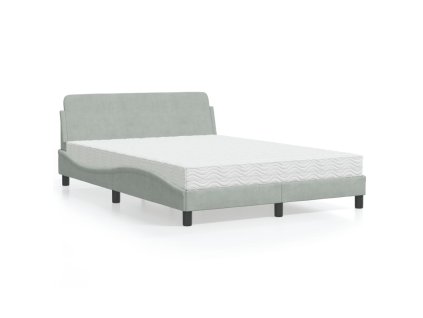 Postel s matrací Dover světle šedá 140 x 190 cm samet 3208391