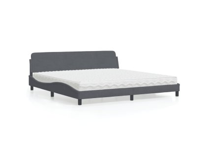 Postel s matrací Dover tmavě šedá 200 x 200 cm samet 3208472