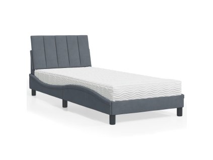 Postel s matrací Hanko tmavě šedá 80 x 200 cm samet 3208563
