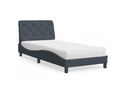 Postel s matrací tmavě šedá 90 x 190 cm samet 3208629