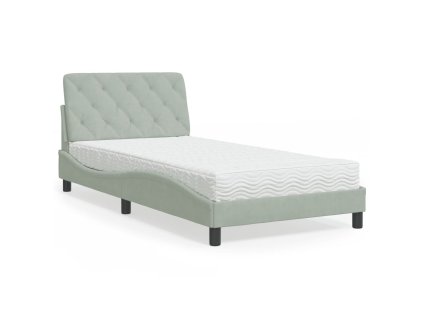 Postel s matrací světle šedá 100 x 200 cm samet 3208640