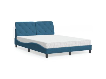 Postel s matrací modrá 140 x 190 cm samet 3208656