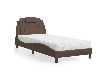 Postel Viana s matrací hnědá 80 x 200 cm umělá kůže 3208756