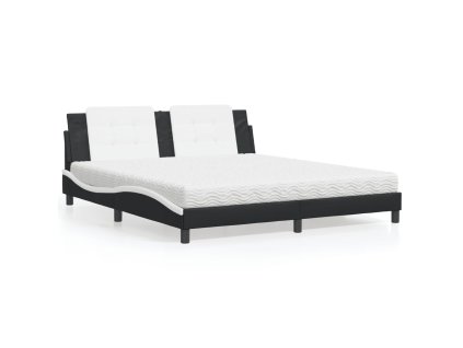 Postel s matrací Zadar černá a bílá 180 x 200 cm umělá kůže 3208885