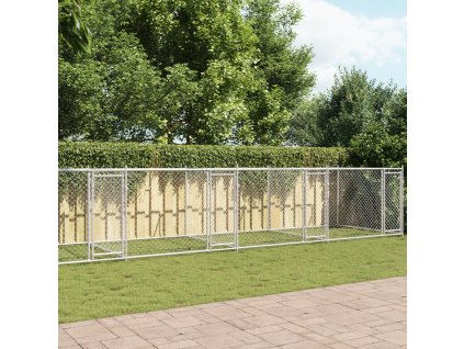 Klec pro psy s dvířky šedá 12 x 2 x 1,5 m pozinkovaná ocel 3209577