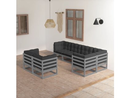 7dílná zahradní sedací souprava s poduškami masivní borovice 3076696