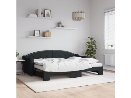 Válenda s přistýlkou a matracemi černá 80 x 200 cm textil 3197545