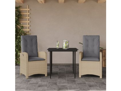 9dílný zahradní jídelní set s poduškami mix béžové polyratan 3212390