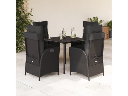 5dílný zahradní jídelní set s poduškami černý polyratan 3213400