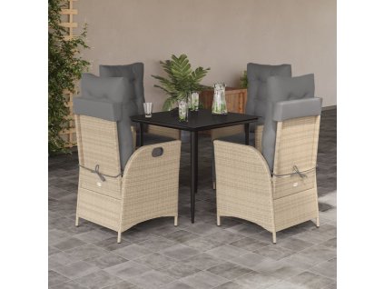 5dílný zahradní jídelní set s poduškami mix béžové polyratan 3213449