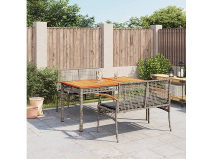 3dílný zahradní jídelní set s poduškami šedý polyratan 3213575