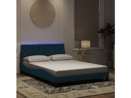 Rám postele s LED osvětlením bez matrace Hanko modrý 140 x 200 cm samet 3213785