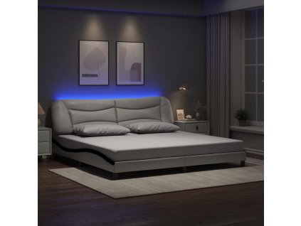 Rám postele s LED bez matrace Hvar bílý a černý 200x200 cm 3213961