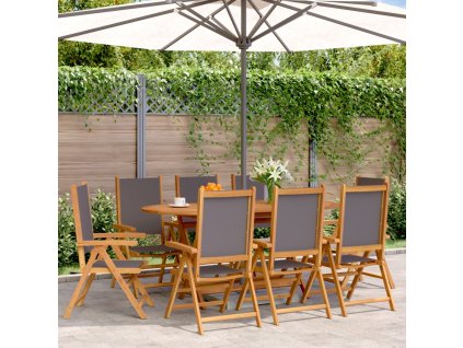 Polohovací zahradní židle 8 ks antracitové textil a masiv 3214543