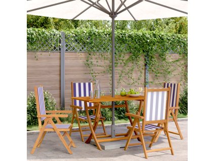 Polohovací zahradní židle 4 ks modré a bílé textil a masiv 3214553