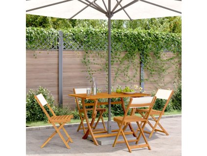 Skládací zahradní židle 4 ks krémově bílé textil a masiv 3214610