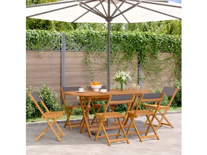 Skládací zahradní židle 6 ks antracitové textil a masivní dřevo 3214614