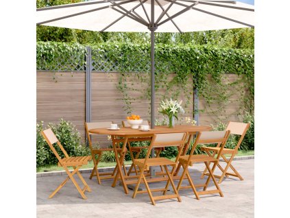 Skládací zahradní židle 6 ks béžové textil a masivní dřevo 3214620
