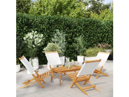 Skládací zahradní židle 4 ks krémově bílé textil a masiv 3214637